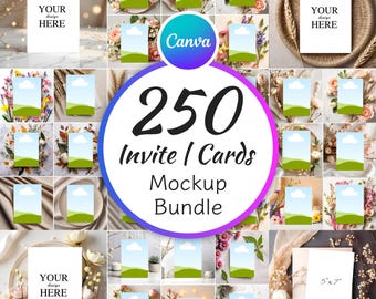 250 Invitation Mockup Bundle for Canva | Minimalist, Elegant and Modern Designs, 5x7 Thank You Card Mockup Bundle, Canva Mockup