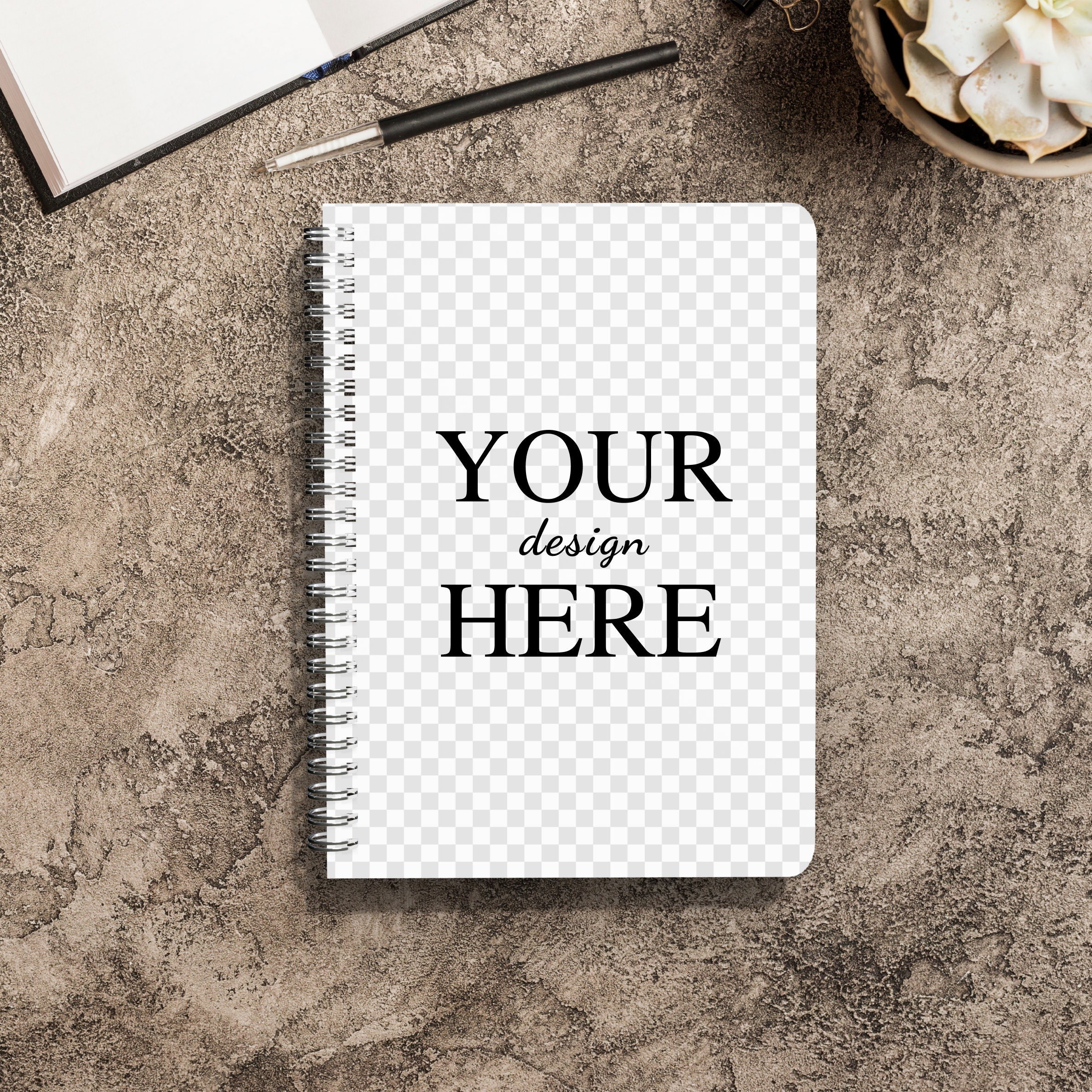 Spiral Notebook Mockup Bundle, PNG Transparent Background Mock Up, Edit ...