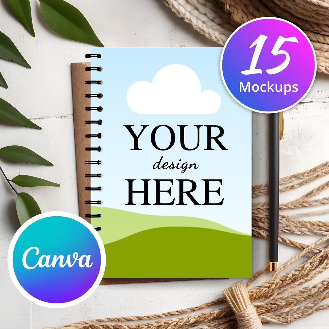 Canva Spiral Notebook Mockup Bundle, Canva Template Link Mock Up, Edit ...