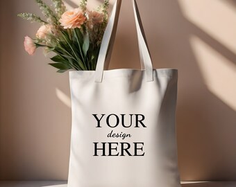 5 mockups av tygkassar, mockup-paket för shoppingkassar, Canva-mockups, paket med 5 mockups, minimalistiska mockups, moderna mockups