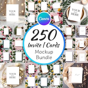 250 Invitation Mockup Bundle for Canva | Minimalist, Elegant and Modern Designs, 5x7 Thank You Card Mockup Bundle, Canva Mockup
