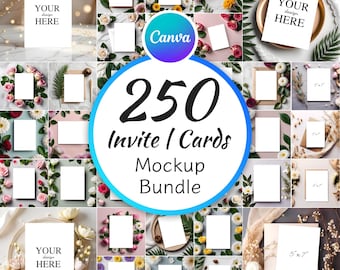 250 Invitation Mockup Bundle for Canva | Minimalist, Elegant and Modern Designs, 5x7 Thank You Card Mockup Bundle, Canva Mockup