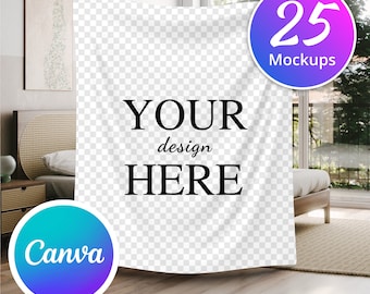 25 Blanket Mockups | Fleece, Sherpa, Velveteen Plush, Microfiber, Minky Blanket | Mockup Bundles | Canva Overlay | Drag and Drop Mockups