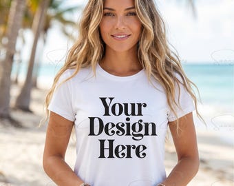White T-shirt Mockup | Bella Canvas Mockup Bundle | Women's T-shirt Mockup | Lifestyle T-shirt Mockup | Print on Demand Mockup