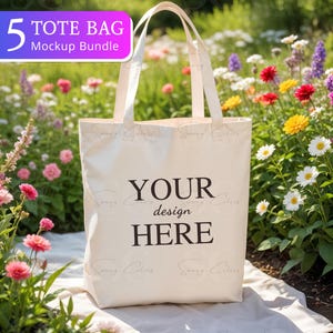 Lot de maquettes de sacs fourre-tout, 5 maquettes de sacs fourre-tout en toile de coton naturel, sac de courses, maquettes minimalistes bohèmes, maquettes modernes