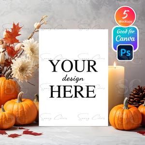 Thanksgiving Day-uitnodigingen en herfst-boho-kaarten Mockups-bundel, 5x7 Mockups, herfst-herfst moderne Mockups, Canva Mockups Bedankt