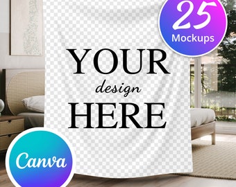 25 dekenmodellen | Fleece, Sherpa, fluwelen pluche, microvezel, Minky deken | Mockupbundels | Canva-overlay | Mock-ups slepen en neerzetten