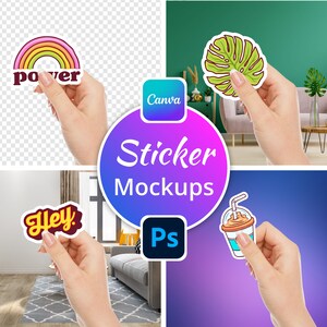 Sticker Mockup + Backgrounds, Sticker Mockup Psd, Sticker Mockup Hand ...