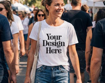 White T-shirt Mockup | Bella Canvas Mockup Bundle | Women's T-shirt Mockup | Lifestyle T-shirt Mockup | Print on Demand Mockup