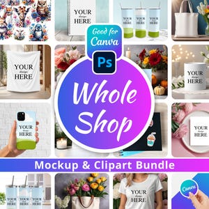 Pack de maquettes de magasin entier | Accès à vie | Maquettes actuelles et futures Clipart Boutique entière | Maquettes de boutiques entières | Maquettes Canva Psd PNG