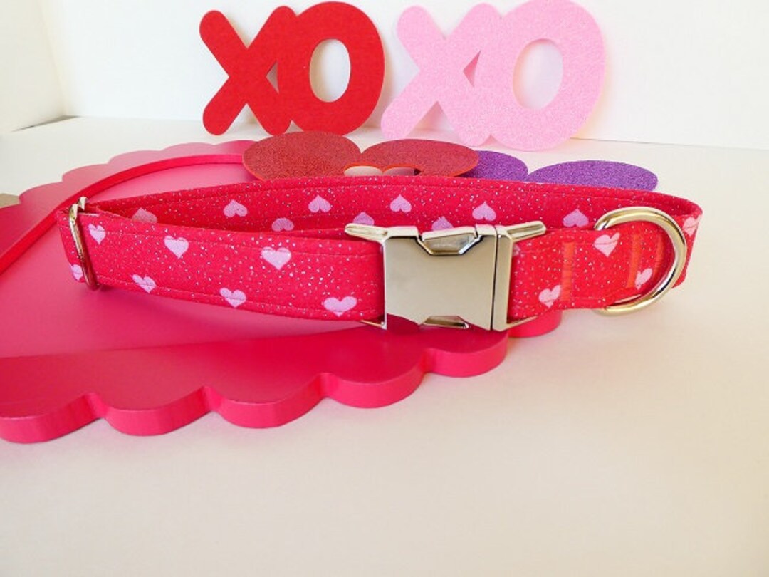 Dog Collar Valentine Dog Collar Pink Heart Dog Collar Etsy