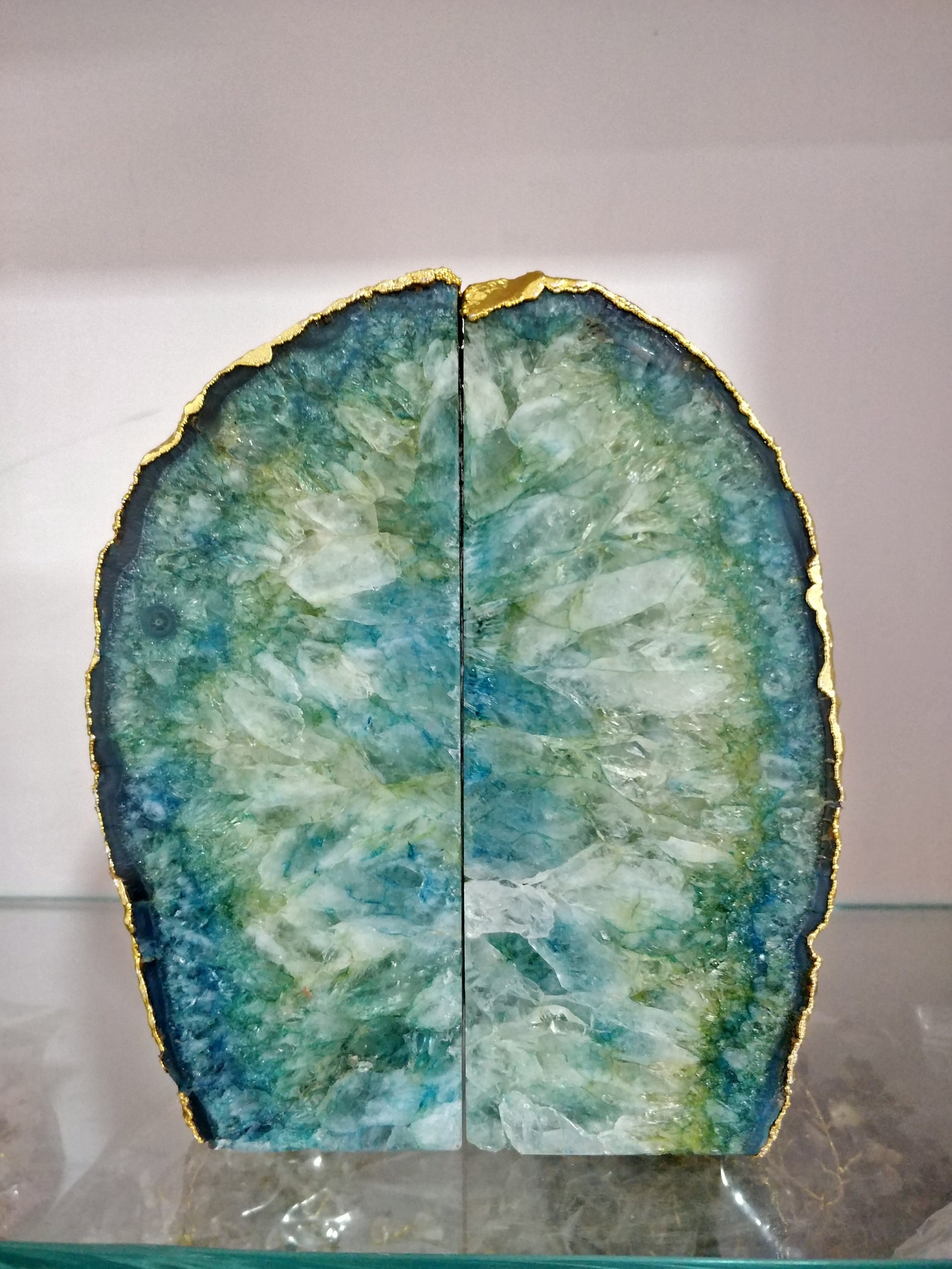 Sea Green Crystal Agate Bookend Etsy UK