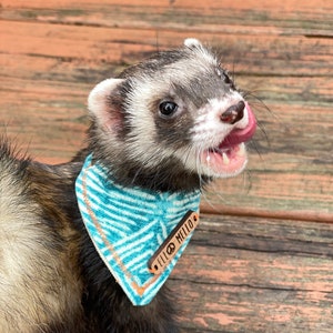 Sea breeze Ferret Bandana Ferret scarf Ferret accessories Clothes for ferrets Gifts for ferrets Ferret shop image 1