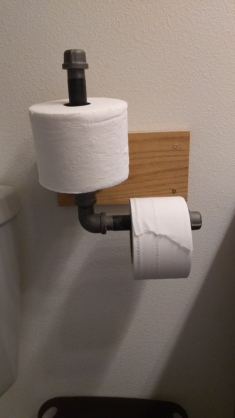 Toilet Paper Holder Bath Decor Handmade Industrial Rustic Pipe Etsy