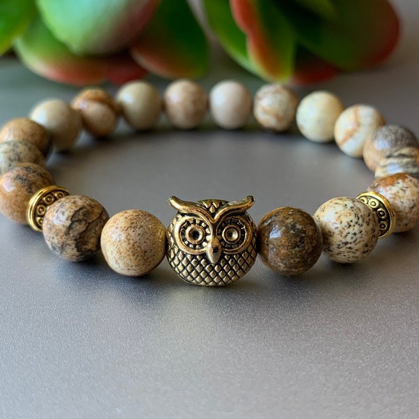 Christmas Owl Gift, Owl Lovers Gift, Wisdom Bracelet, Wise Owl, Owl Gift, Owl Charm Bracelet, Owl beaded bracelet for men and women