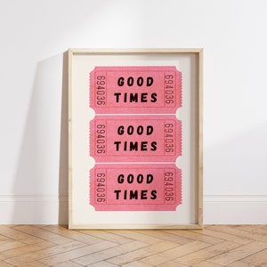 Retro Good Times Ticket Poster, Ticket Kunstdruck Poster, Trendy Bar Servierwagen Poster, Bar Servierwagen Kunstdruck, Ästhetische Wandkunst, Hochwertiger Druck