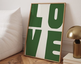 Impresión artística tipográfica LOVE: póster minimalista escandinavo moderno