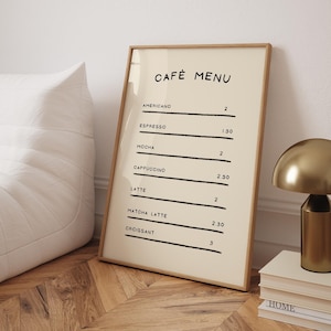 Affiche Coffee Station, Menu Coffee Bar, Cadeau pour amateur de café, Art mural Coffee Station, Art mural de cuisine tendance, Menu café - Cadre en option