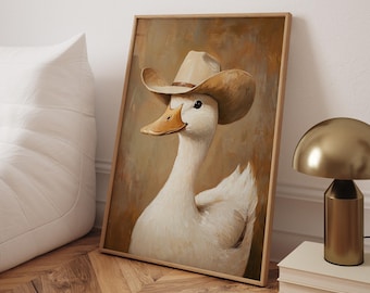 Cowboy Goose Wall Art | Cowboy Goose Poster | Funny Animal Art | Quirky Wall Decor | Funny Nursery Kids Room Print | Farm House Wall Decor