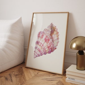 Pink Seashell Poster Print, Ocean surf poster, Coastal Wall Art, Beach House Wall Art, Beach Room Decor, Wall Art Poster Summer Vibes