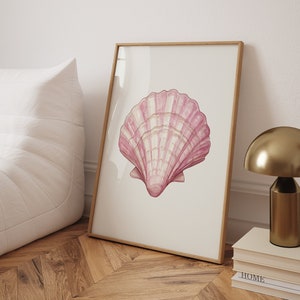 Pink Pearl Seashell Poster Print, Ocean surf poster, Coastal Wall Art, Beach House Wall Art, Beach Room Decor, Wall Art Poster Summer Vibes