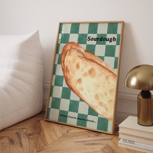 Sourdough Bread Print, Baker Wall Art Poster, Sourdough Bread Poster, Vintage Kitchen Decor, Trendy Kitchen Wall Art, Minimalist Food Poster