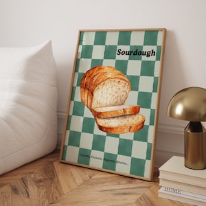 Sourdough Bread Print, Baker Wall Art Poster, Sourdough Bread Poster, Vintage Kitchen Decor, Trendy Kitchen Wall Art, Minimalist Food Poster
