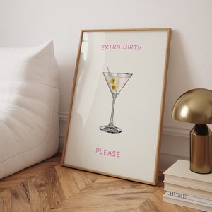 Extra Dirty Martini Bar Poster, Cheers Bar Warenkorb Print, minimalistischer Bar Print, Süßer Druck, Ästhetische Wohnung Wandkunst, Hochwertiger Druck
