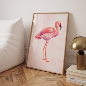 Flamingo Watercolor Print: Retro Summer Wall Art