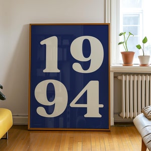 Póster de año personalizado, póster retro de moda imprimible, número personalizado, impresión del año de nacimiento, regalo de cumpleaños personalizado, impresión de fecha personalizada