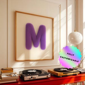 Arte mural con letras personalizadas: arte mural con tipografía moderna personalizada, póster del alfabeto esponjoso en 6 colores, ideal para habitación infantil o como regalo.