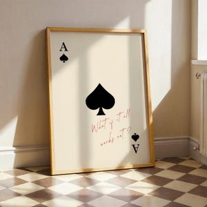 Was ist, wenn alles funktioniert? Ace of Spades Print - Minimalistische Wandkunst, trendiges ästhetisches Poster, inspirierendes Zitat Dekor