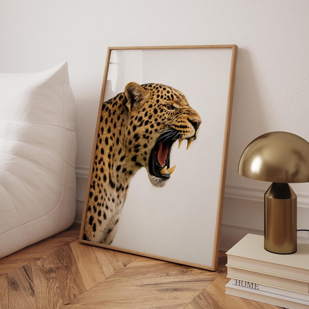 Roaring Leopard Fashion Poster – Modern Animal Wall Art, Bold Safari ...