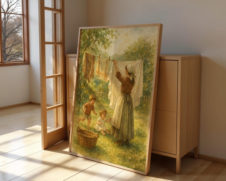 Vintage Laundry Day Print: Cottagecore Family Art - Etsy