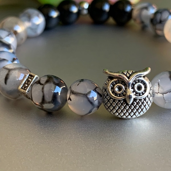Christmas Owl Gift, Owl Lovers Gift, Wisdom Bracelet, Wise Owl, Owl Gift, Owl Charm Bracelet, Owl Bracelet, Owl beaded bracelet, Owl Jewelry