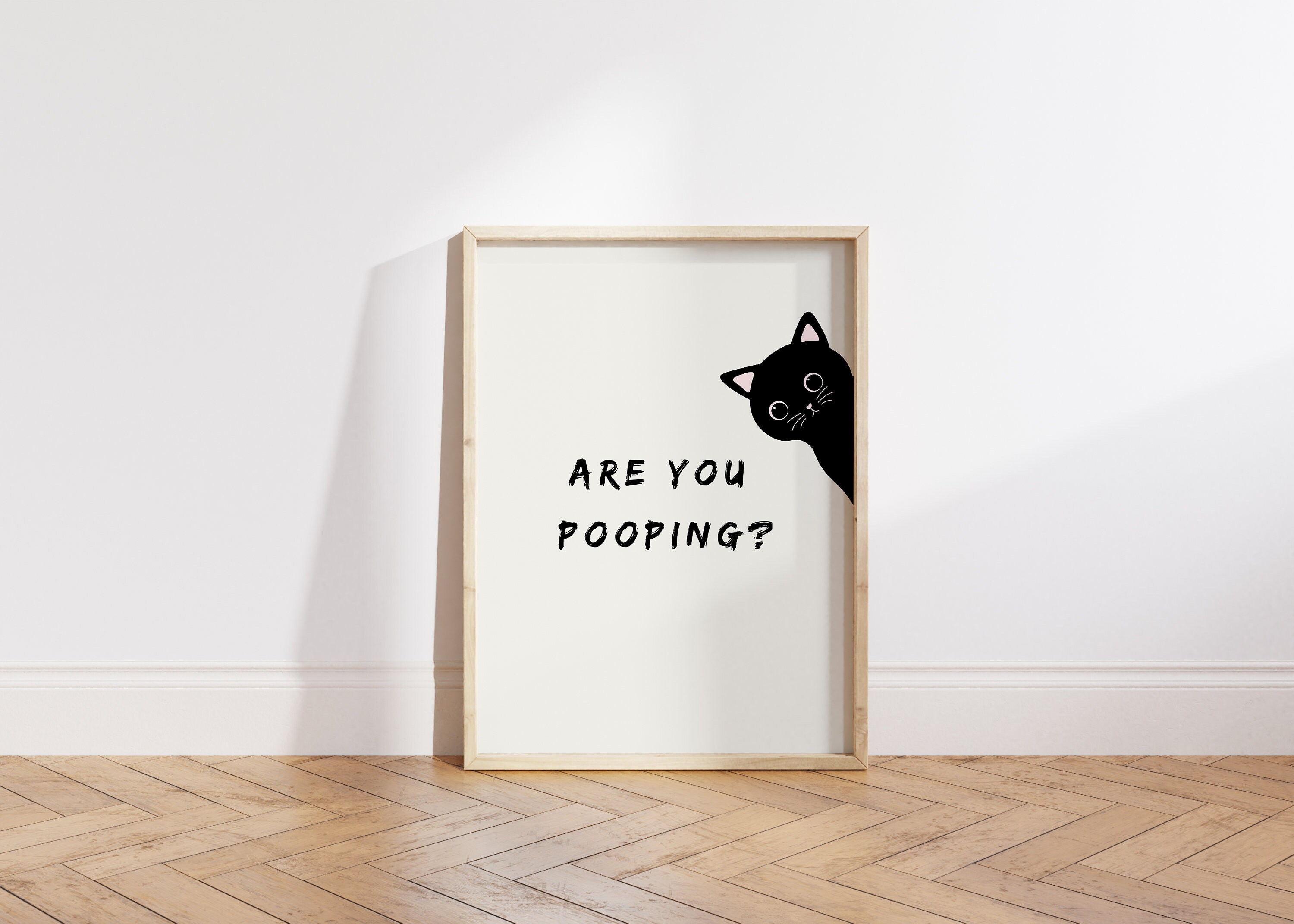 Are You Pooping Toilet Sign, Bathroom Black Cat Art Print, Funny Cat ...