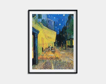 Van Gogh Cafe Terrace at Night Print, Starry Sky Arles Painting, Impressionist Wall Art