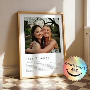 Custom Best Friend Photo Print, Personalized Friend Definition Wall Art, Best Friend Gift for Birthday or Room Decor