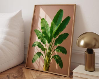 Bananenblatt Wand Kunst | Minimalistischer Tropischer Pflanzendruck | Grünes botanisches Poster | Modernes Boho Wohn Dekor