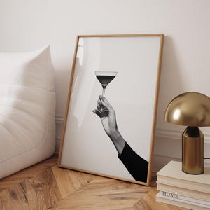 Black And White Cocktail Print | Minimalist Bar Print | Modern Wall Decor | Martini Print