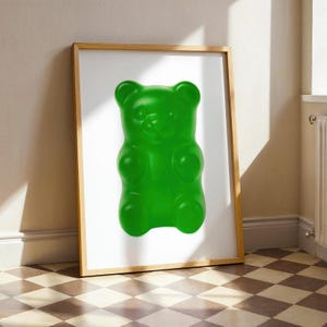 Green Gummy Bear Wall Art, Original Candy-Themed Decor, Pop Art Print, Vibrant Playroom or Kitchen Poster
