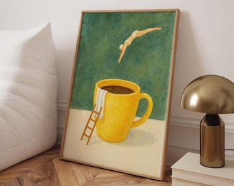 Surrealer Kaffeetaucher Kunstdruck