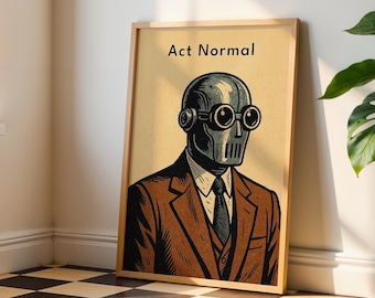 Retro Sci-Fi Robot Poster – Surreal Robot in Suit Wall Art Print