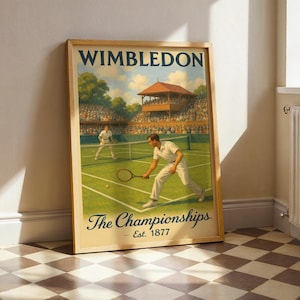 Vintage Wimbledon Tennis Poster - Grand Slam Wandkunst, Die Meisterschaften Druck, Geschenk für Tennisliebhaber, klassisches Sportdekor.