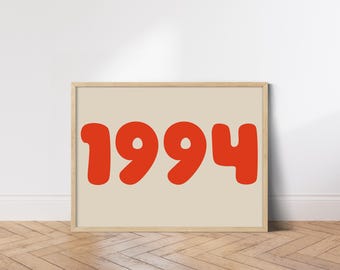 Poster dell'anno personalizzato, poster retrò alla moda stampabile, numero personalizzato, stampa dell'anno di nascita, regalo di compleanno personalizzato, stampa della data personalizzata