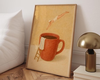 Surrealer Kaffeetaucher Kunstdruck