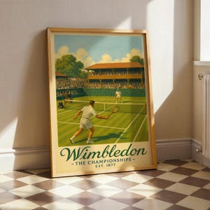 Vintage Wimbledon Tennis Poster - Grand Slam Wandkunst, Die Meisterschaften Druck, Geschenk für Tennisliebhaber, klassisches Sportdekor