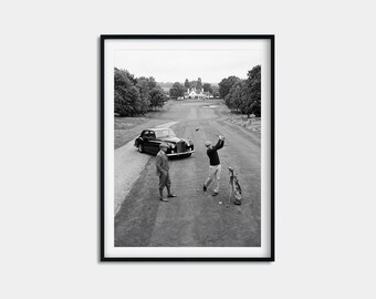Fore Poster, Flat Cap Sportsman Swing Print, Dapper Heritage Wall Art