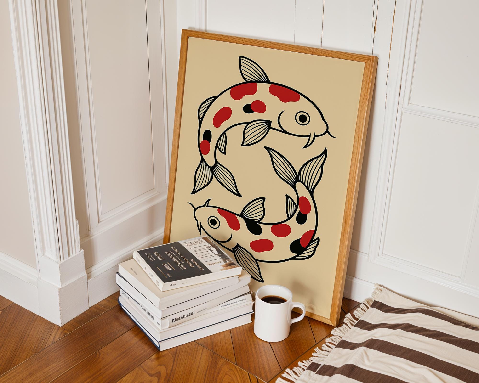 Minimalist Koi Fish Poster – Japanese Inspired Yin Yang Art Print - Etsy
