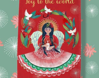 Joy To The World Angel Tea Towel